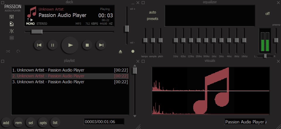 Audio Player, sonique, winamp plugins support